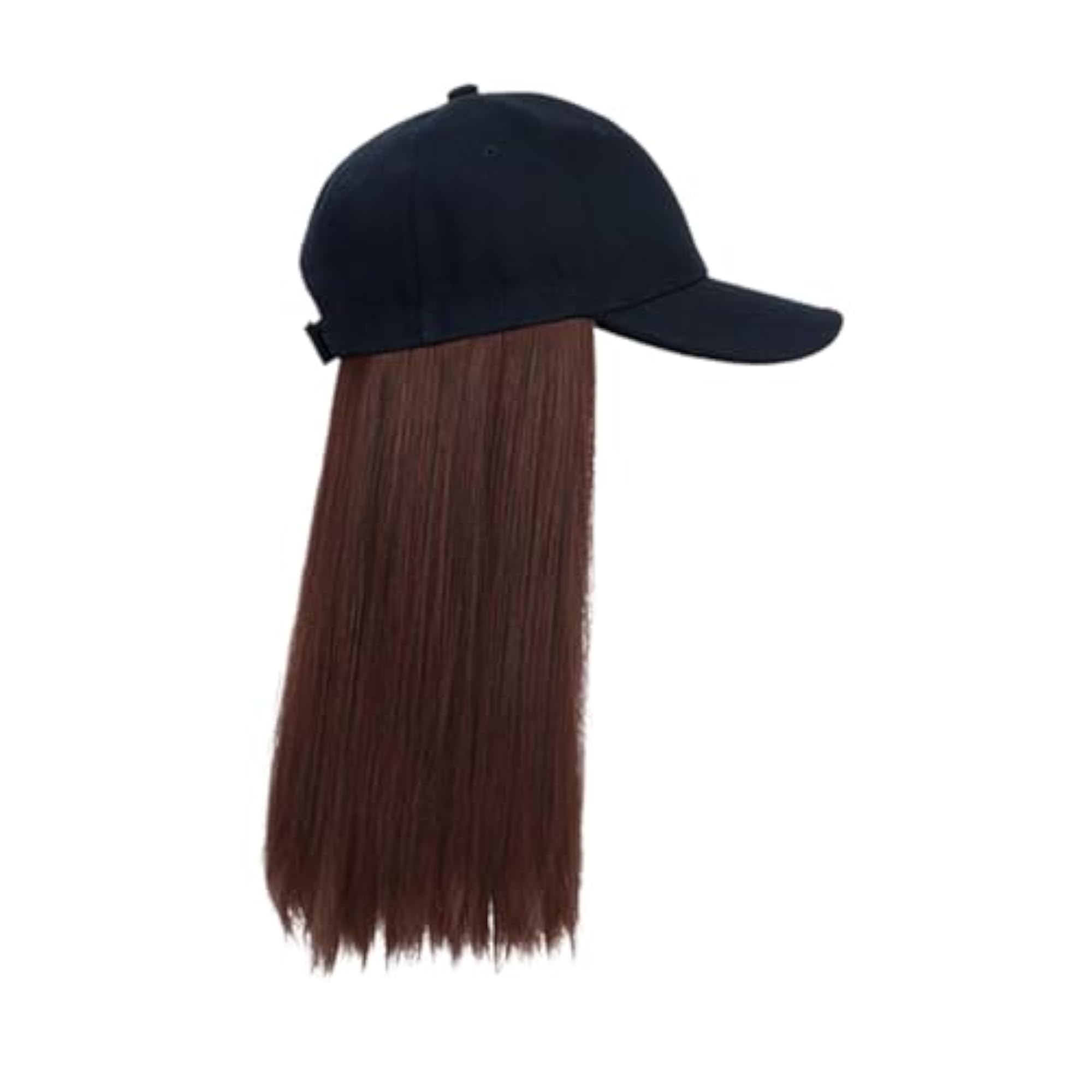 Baseball Cap Wig with Hair Extensions, Decorative Brown Hair